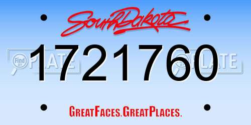 1721760 South Dakota License Plate