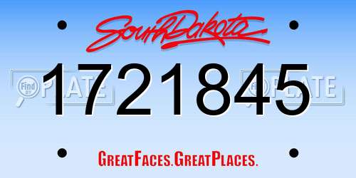 1721845 South Dakota License Plate