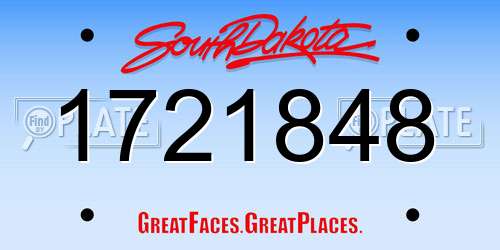 1721848 South Dakota License Plate