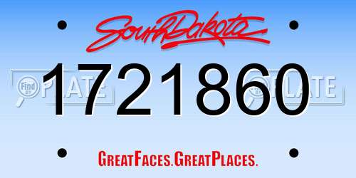 1721860 South Dakota License Plate