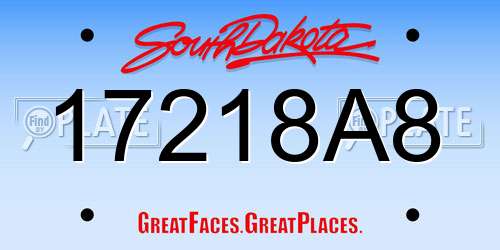 17218A8 South Dakota License Plate