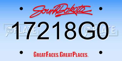 17218G0 South Dakota License Plate