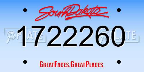 1722260 South Dakota License Plate