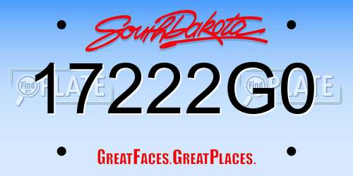 17222G0 South Dakota License Plate