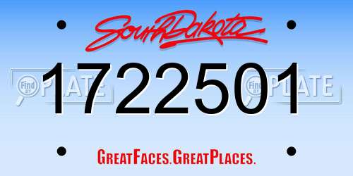1722501 South Dakota License Plate