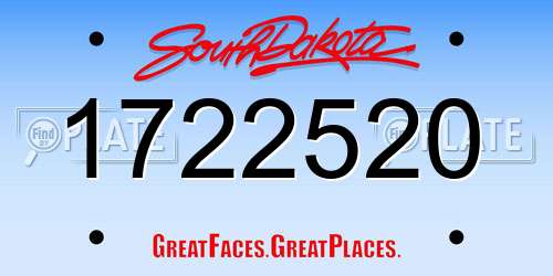 1722520 South Dakota License Plate