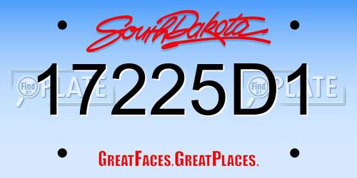 17225D1 South Dakota License Plate