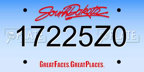 17225Z0 South Dakota License Plate
