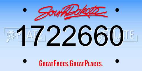 1722660 South Dakota License Plate