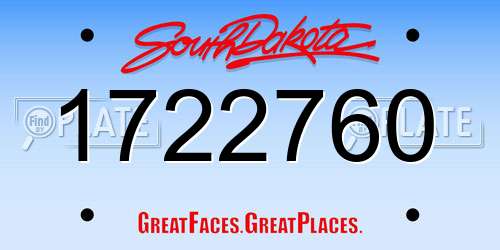 1722760 South Dakota License Plate
