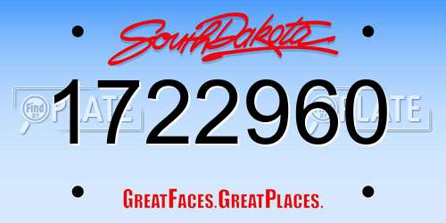 1722960 South Dakota License Plate