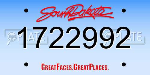 1722992 South Dakota License Plate