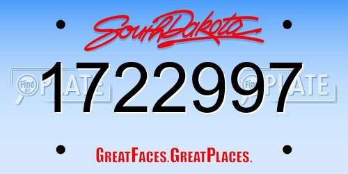 1722997 South Dakota License Plate