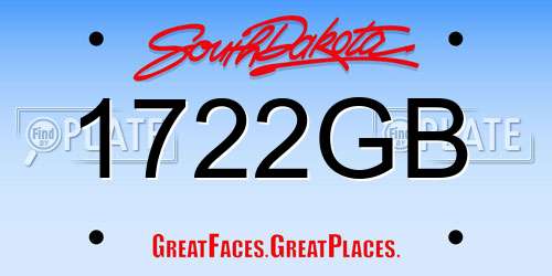 1722GB South Dakota License Plate