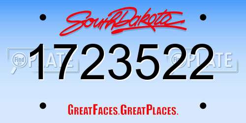 1723522 South Dakota License Plate