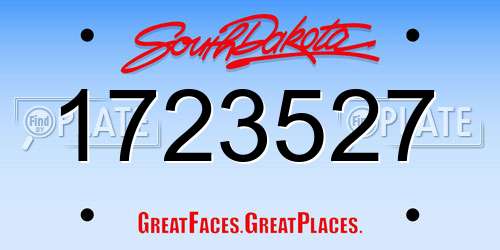1723527 South Dakota License Plate