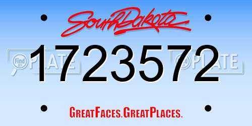 1723572 South Dakota License Plate
