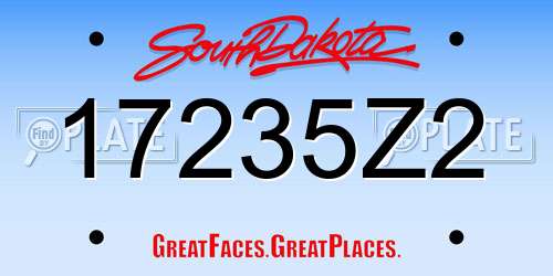 17235Z2 South Dakota License Plate