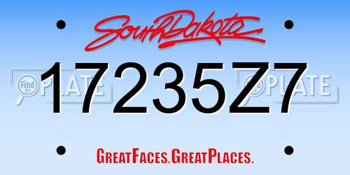 17235Z7 South Dakota License Plate