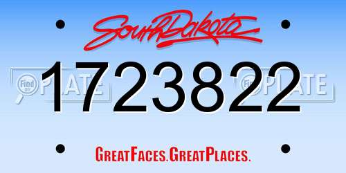 1723822 South Dakota License Plate