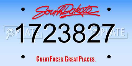 1723827 South Dakota License Plate