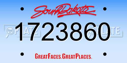 1723860 South Dakota License Plate