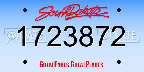 1723872 South Dakota License Plate