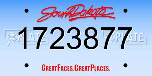 1723877 South Dakota License Plate