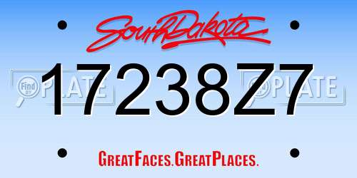 17238Z7 South Dakota License Plate