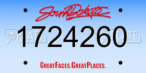 1724260 South Dakota License Plate