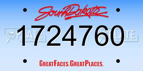 1724760 South Dakota License Plate