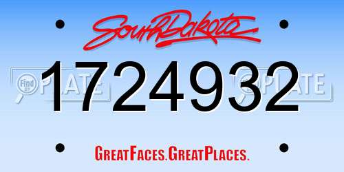 1724932 South Dakota License Plate