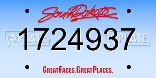 1724937 South Dakota License Plate
