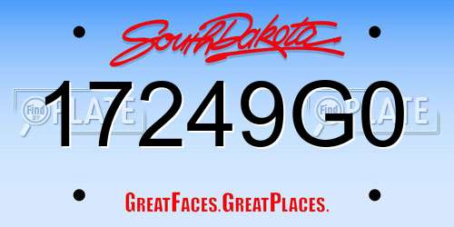 17249G0 South Dakota License Plate