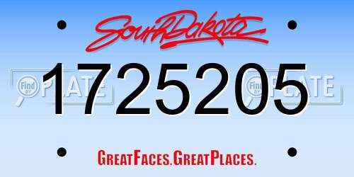 1725205 South Dakota License Plate