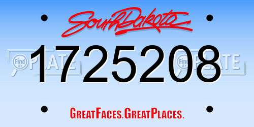 1725208 South Dakota License Plate