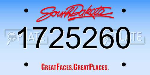 1725260 South Dakota License Plate
