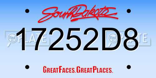 17252D8 South Dakota License Plate