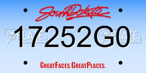 17252G0 South Dakota License Plate