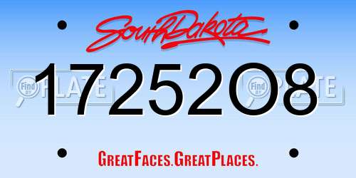 17252O8 South Dakota License Plate