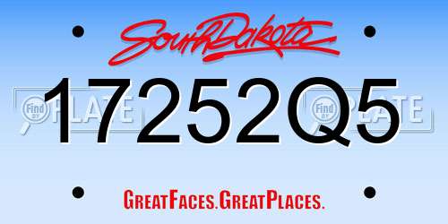 17252Q5 South Dakota License Plate