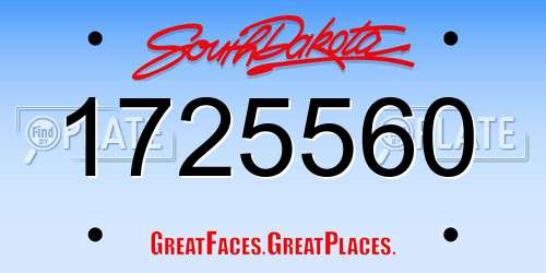 1725560 South Dakota License Plate