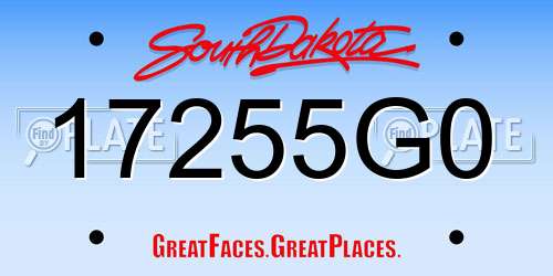 17255G0 South Dakota License Plate
