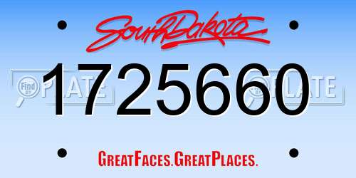 1725660 South Dakota License Plate