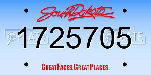 1725705 South Dakota License Plate