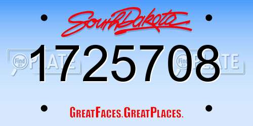 1725708 South Dakota License Plate