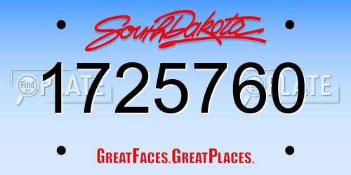1725760 South Dakota License Plate