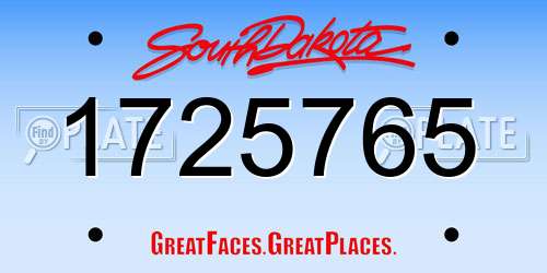 1725765 South Dakota License Plate