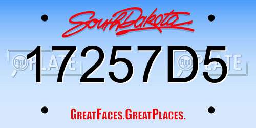 17257D5 South Dakota License Plate