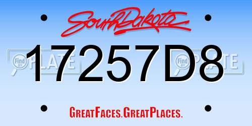 17257D8 South Dakota License Plate